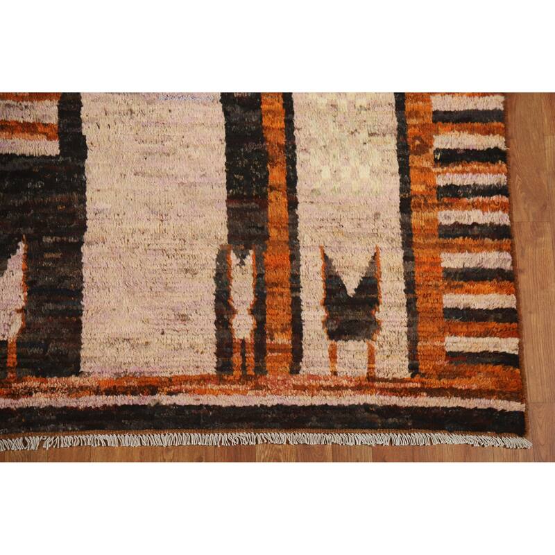 Geometric Moroccan Area Rug Handmade Bedroom Wool Carpet - 6'11" x 9'10"