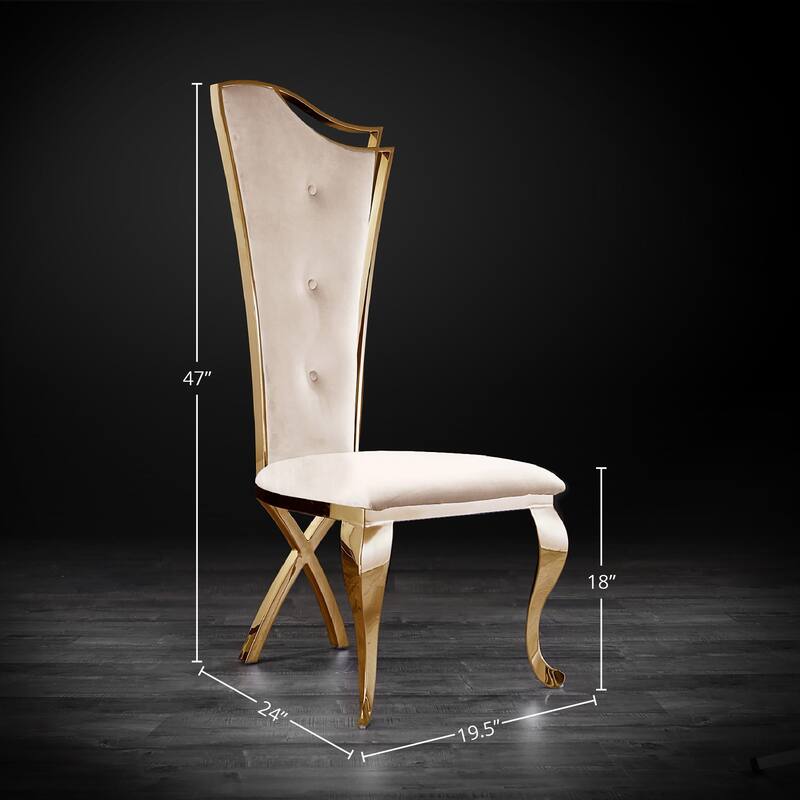 Belladonna Titanium Gold Stainless Steel Dining Chair, Set of 2