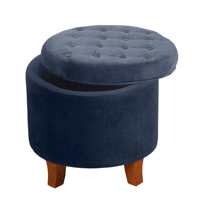 Carson Carrington Hare Button-tufted Round Storage Ottoman