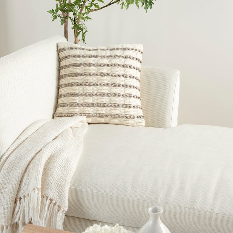 Mina Victory Life Styles Woven Lines And Dots Textured Throw Pillow