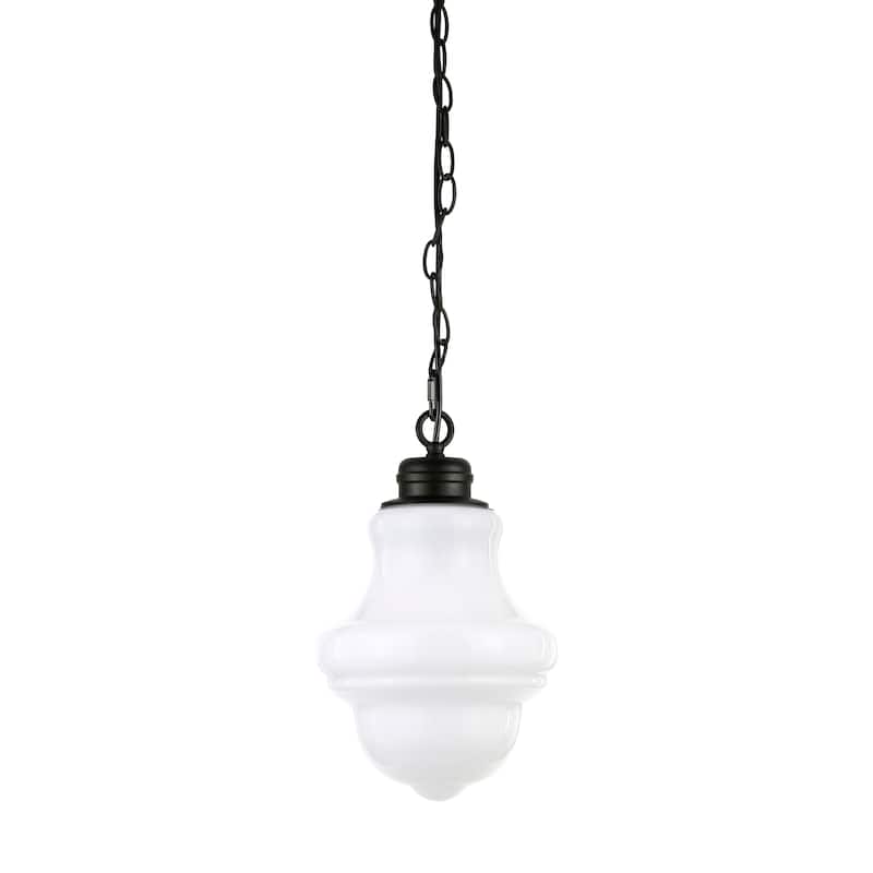 Annie Blackened Bronze and White Milk Glass Pendant - Blackened Bronze/Milk Glass - Blackened Bronze/Milk Glass