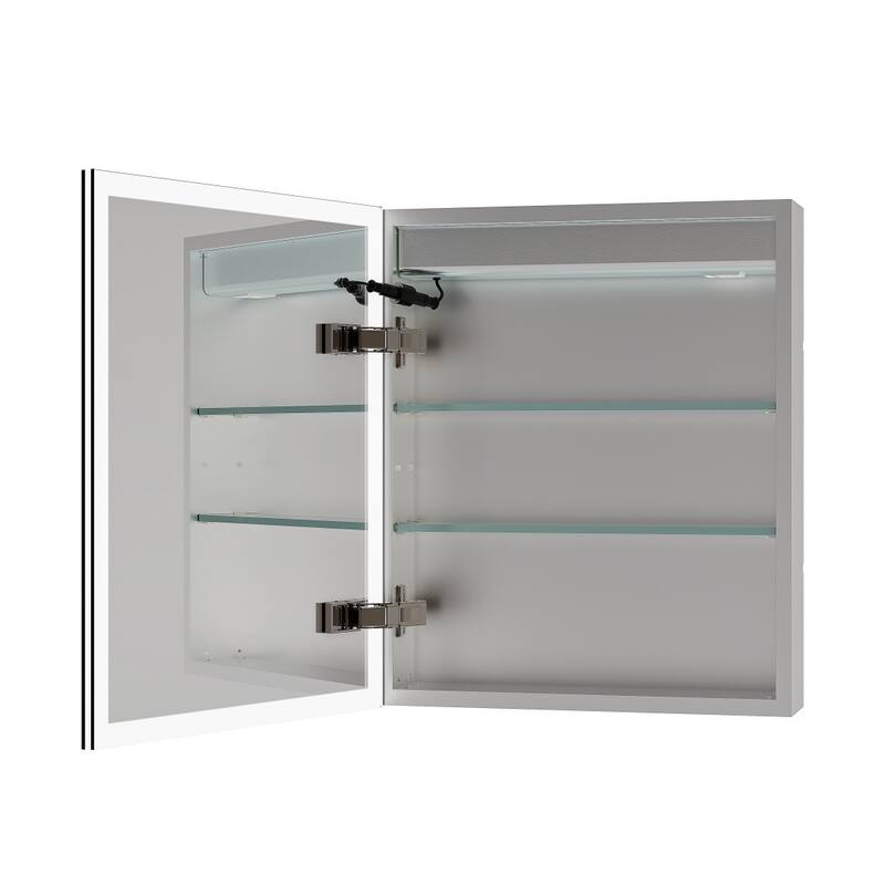 Illuminated LED Wall Mirrored Bathroom Storage Medicine Cabinet with Shaver Socket Bluetooth Anti-Fog Lighted Mirror Cabinet