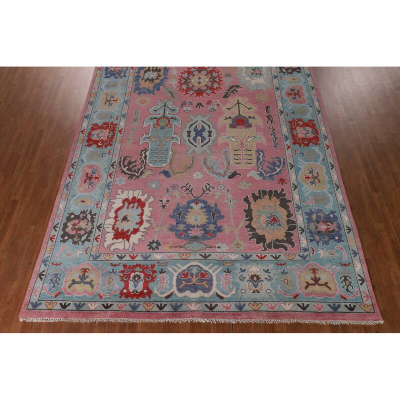 Pink Oushak Oriental Large Area Rug Handmade Wool Carpet - 9'6"x 13'9"