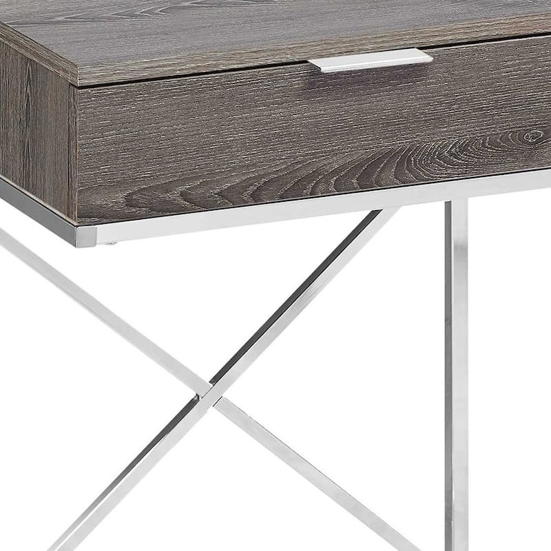 Modern 24-Inch End Table with Drawer with Wood Surface and Metal Base Side Table for Sofa or Bedside