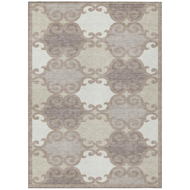 Machine Washable Indoor/ Outdoor Chantille Scroll Rug
