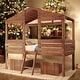 preview thumbnail 24 of 31, Twin Size Low Loft Wood House Bed with Two Drawers, White