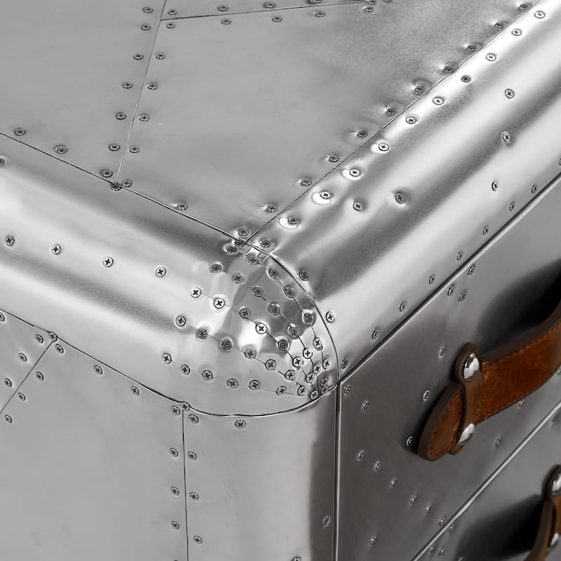 Art Leon Industrial Aluminum Nightstand with Drawers