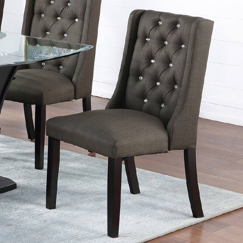 Set of 2 Polyfiber Upholstered Dining Chairs - Espresso