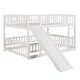 preview thumbnail 33 of 48, Full Over Full Low Bunk Bed with Fence and Ladder for Toddler Kids Teens,Elegant Children Bed