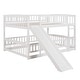 preview thumbnail 16 of 14, Full Over Full Low Bunk Bed with Slide, with Fence and Ladder for Toddler Kids Teens