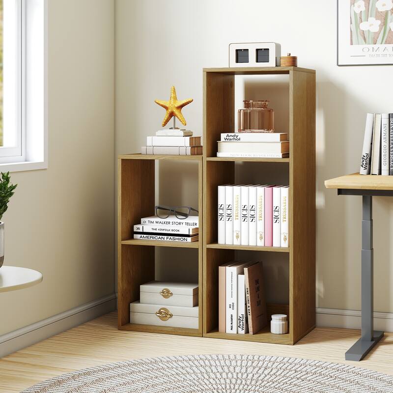 Gymax 2PCS 2-Cube Bookcase w/ Anti-tip Kit 2-Tier Open Back Bookshelf