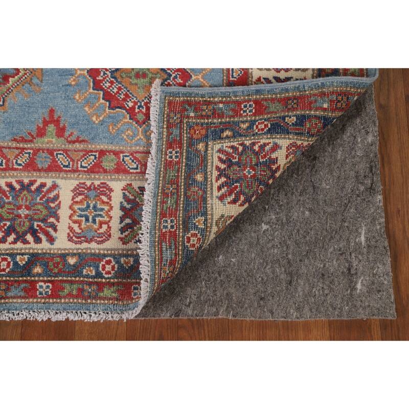Light Blue Kazak Area Rug Hand-Knotted Bedroom Wool Carpet - 4'10" x 6'7"
