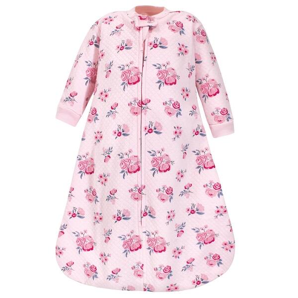 slide 1 of 1, Hudson Baby Infant Girl Premium Quilted Long Sleeve Sleeping Bag and Wearable Blanket, Pink Navy Floral 12-18 Months - Pink Navy Floral
