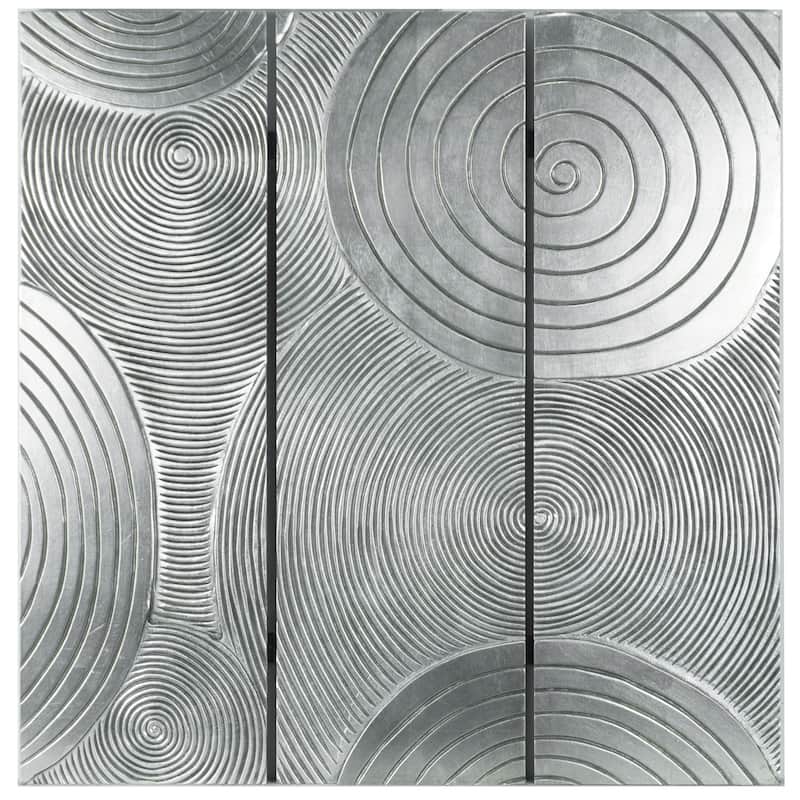 HUJI Abstract Silver Pine Wood Plaque Wall Decor