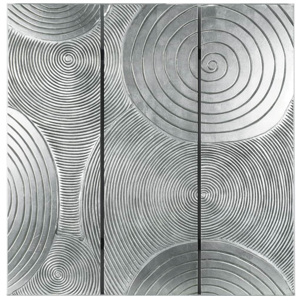 HUJI Abstract Silver Pine Wood Plaque Wall Decor