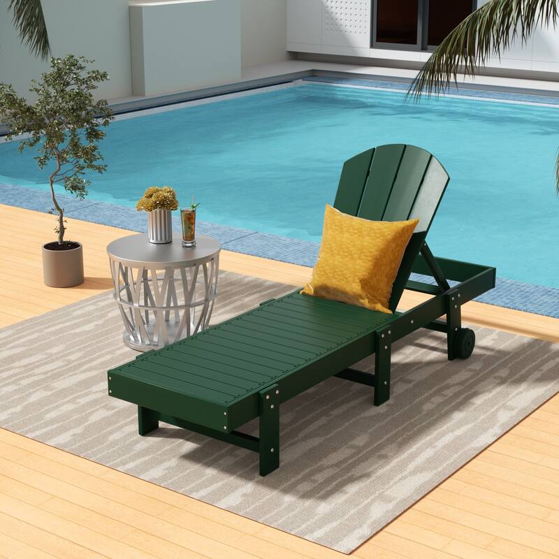 Polytrends Laguna Hdpe All Weather Outdoor Patio Pool Reclining Armless Chaise Lounge With Wheels