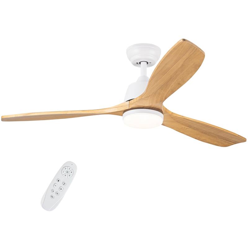 Whisper-Quiet Motor Wooden Ceiling Fan with Light and Remote, 6-Speed Reversible DC Motor, 3-Color Light Settings