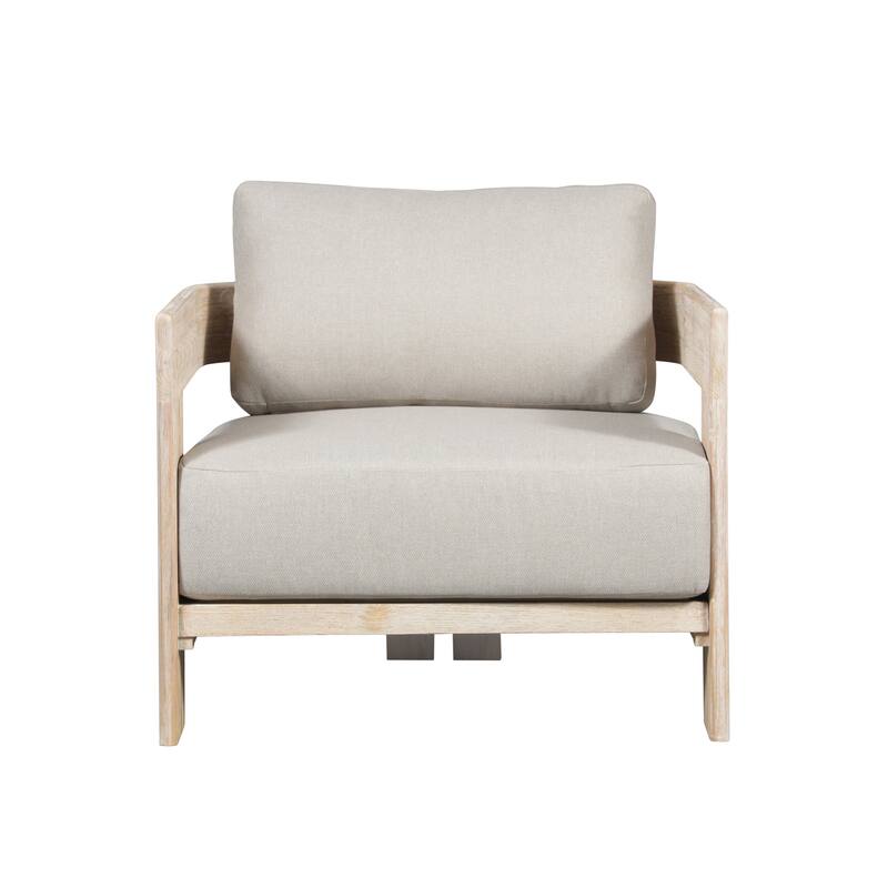 Paradiso Outdoor Solid Teak Wood Chair Natural look - Grey fabric