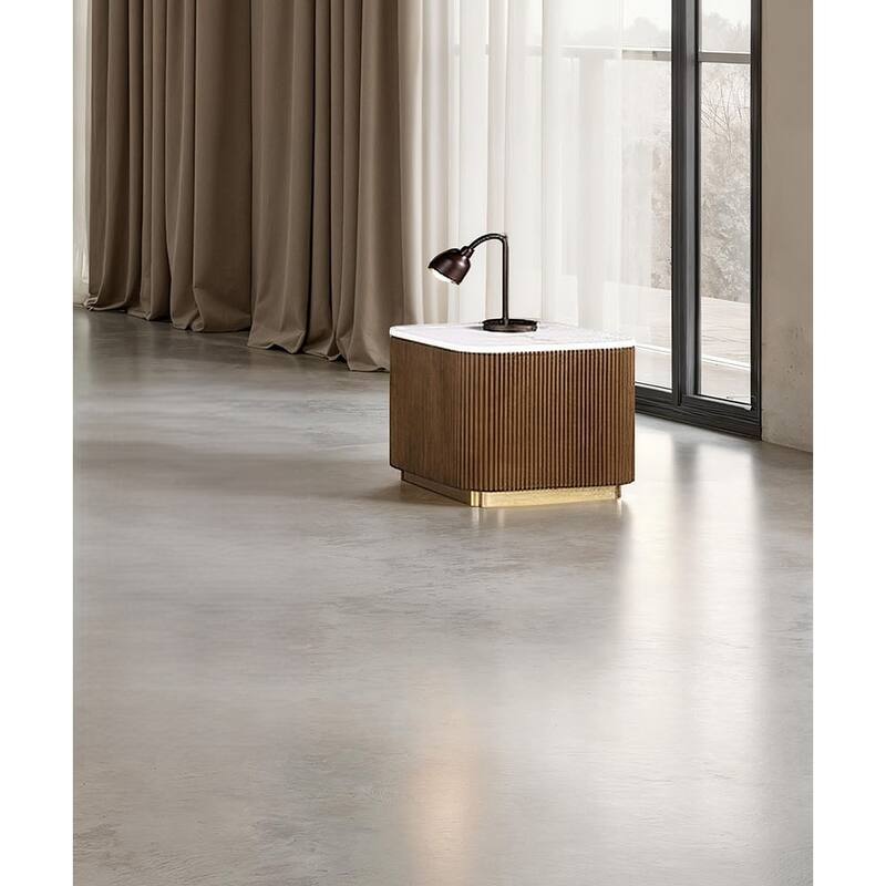 Modern Genuine Marble Top Coffee Table with Accent Gold Stainless Steel Base