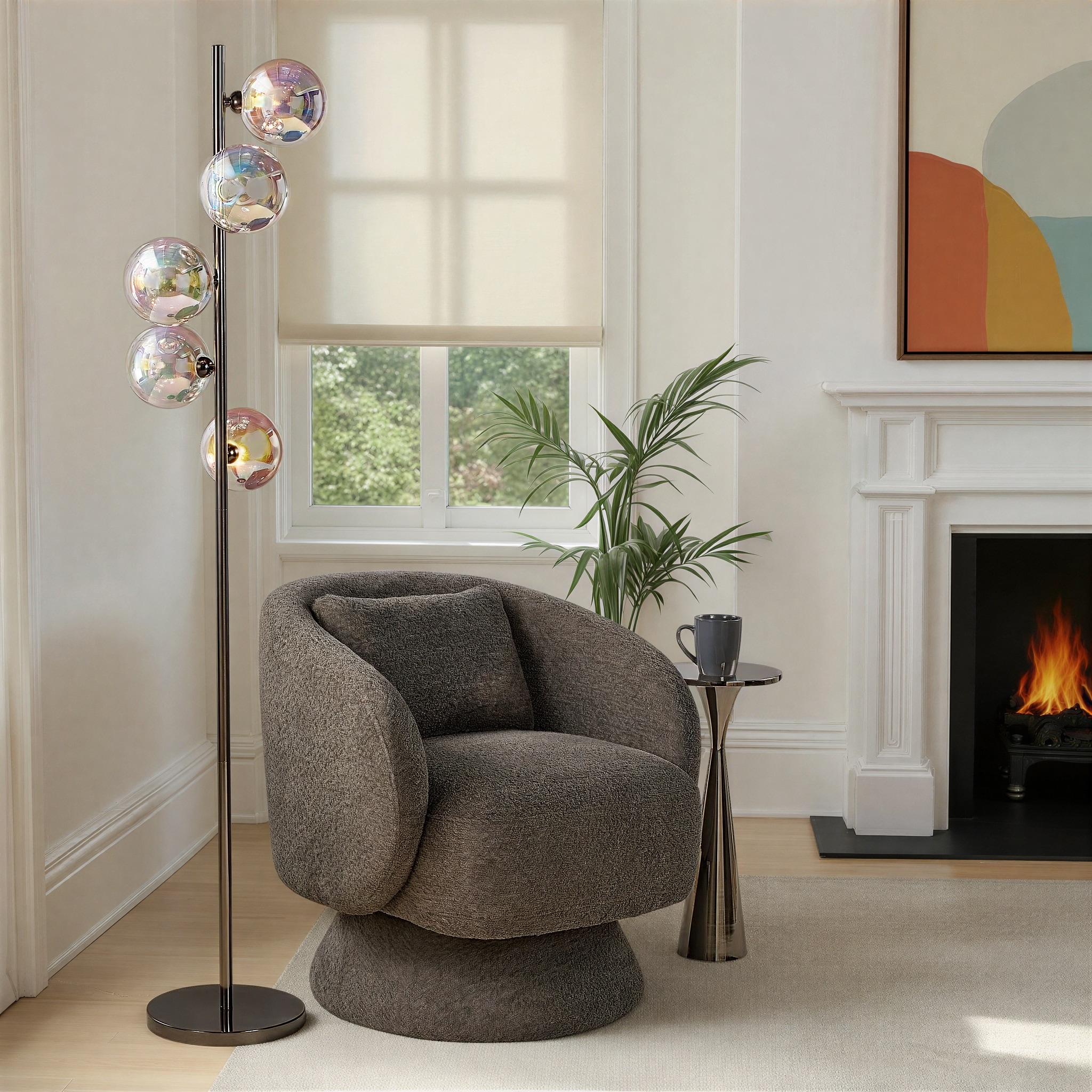 Porch & Den Bea 67" Metal Floor Lamp with Iridescent Sconces