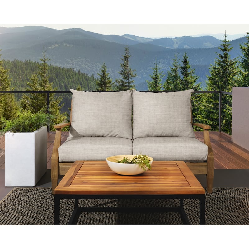 Sorra Home Sunbrella Outdoor Loveseat Pillow and Cushion Set - 30 in W x 27 in D x 5 in H - Silver