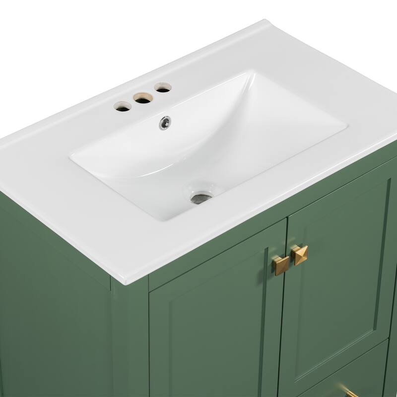 Bathroom Vanity with Single Sink, Bathroom Storage Cabinet with 2 Doors and 1 Drawer, Bathroom Vanities with Solid Wood Frame