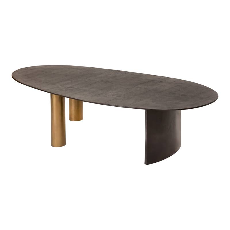 NADAAL STUDIOS Vynessa Coffee Table, Solid Aluminum Construction, Organic Oval Shape, Black