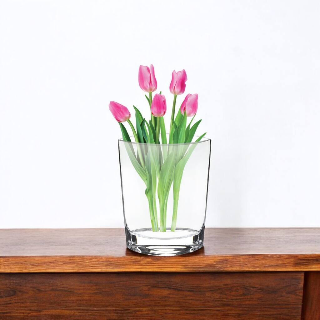 HomeRoots 11" Clear Bud Lead Free Crystal Table Vase