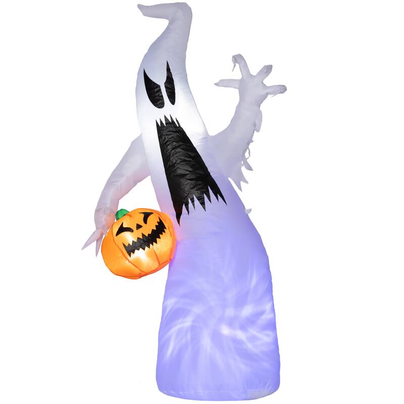 5.9' Halloween Inflatable Outdoor Decoration Ghost with Pumpkin Blow Up LED Garden Lawn Party Holiday Waterproof Purple