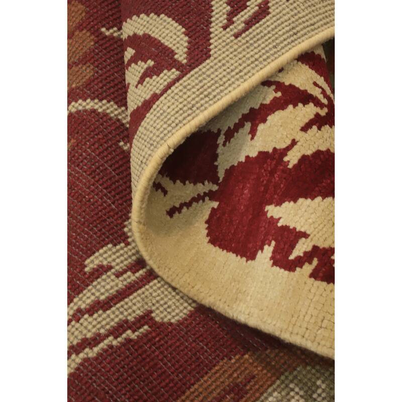 Red Floral Indian Area Rug 7x10 - 10' 1'' X 6' 6''