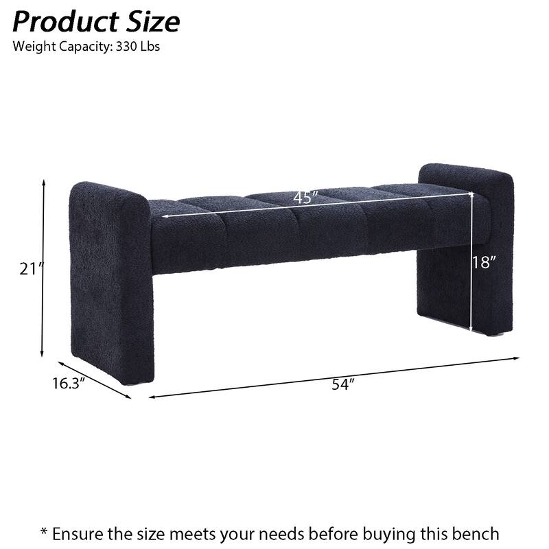 54" Boucle Bedroom Bench with Channel Tufted Modern Entryway Bench Window Bench End of Bed Bench