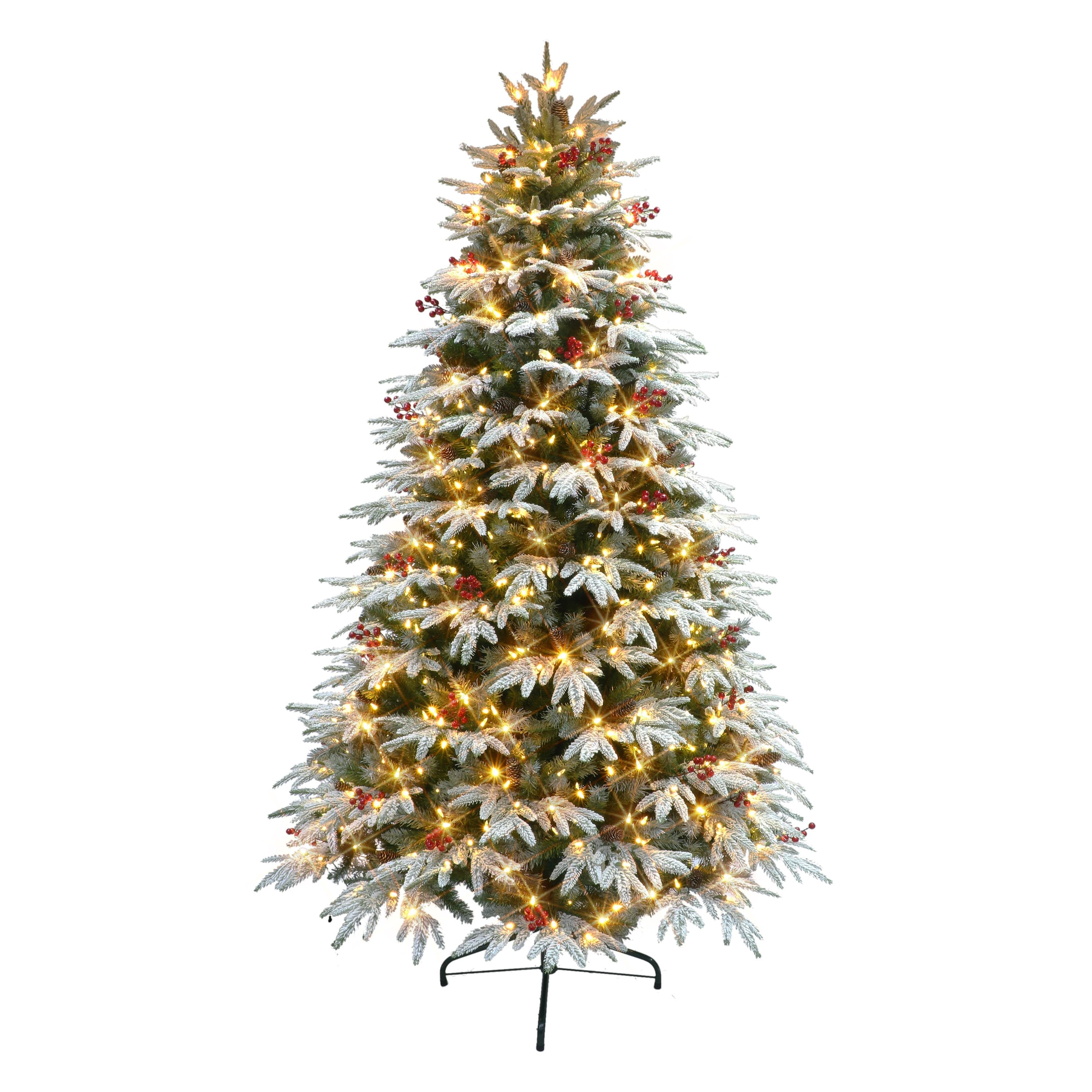 Puleo International 7.5 ft. Prelit Flocked Halifax Fir Artificial