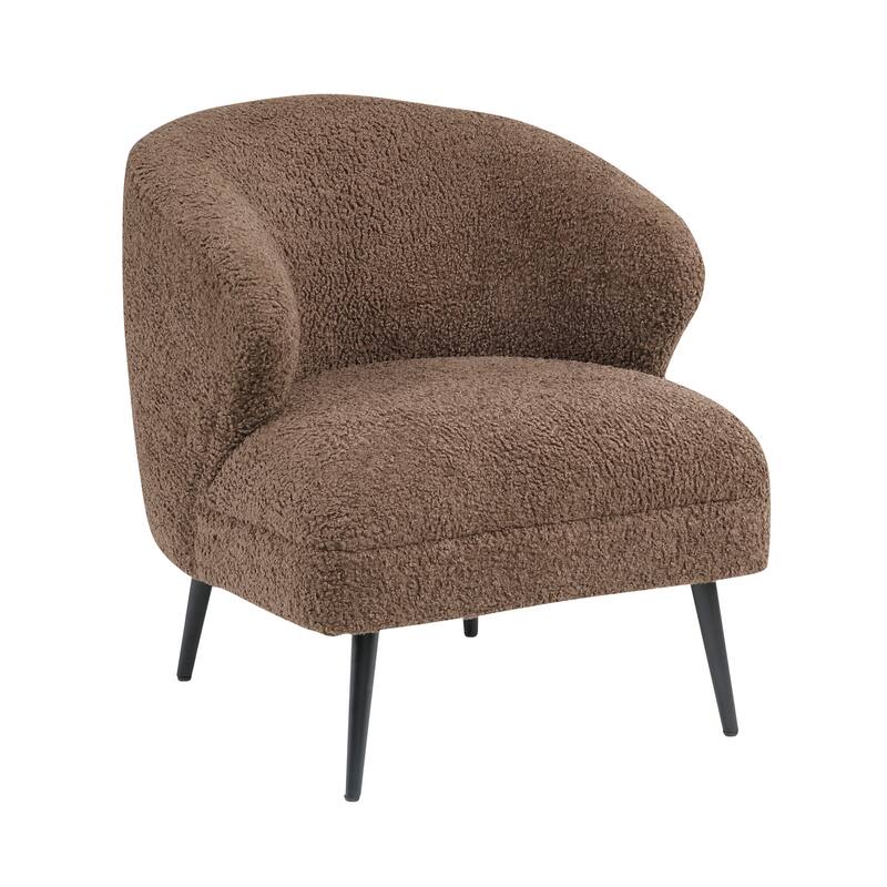 Hudson 26" Boucle Fabric Accent Chair - Black Finish Metal Legs - Brown