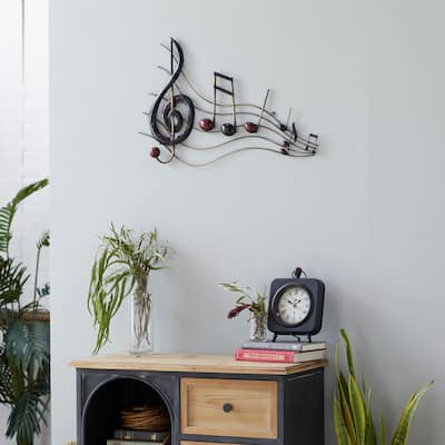 Metal Brown Decorative Music Notes Wall Decoration
