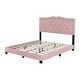 preview thumbnail 3 of 40, Upholstered Queen Bed Frame with Rivet Accents, Velvet Tufted Headboard