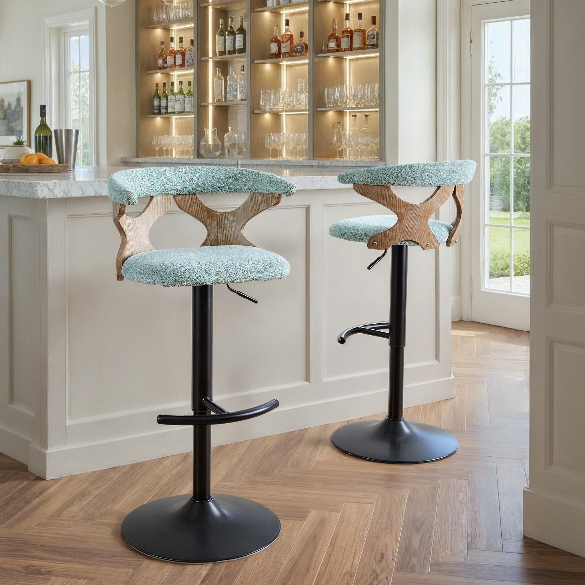 Carson Carrington Viby Adjustable Bar Stool with Rounded T Footrest (Set of 2)