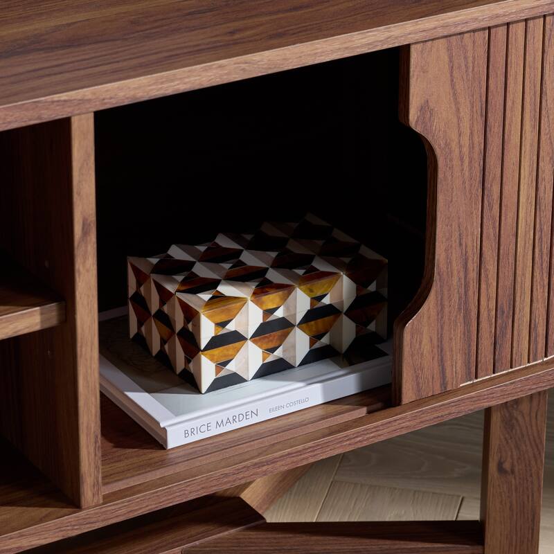 SAFAVIEH Home Ilyum 2-Shelf Tambour Doors Sideboard/Media Stand - 55"W x 16"D x 20"H