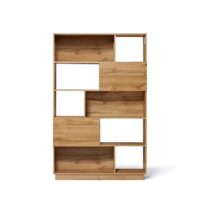 8-Shelf and 2-Cabinet with Doors 5-Tier Bookcase - 68.11" H x 43.3" W x 12.4" D