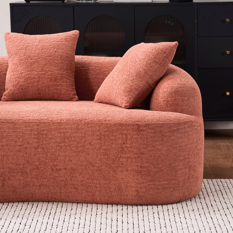 Characteristic Loveseat Sofa Couch with 3 Decorative Pillows, Curved 2-Seater Sofa Couch for Apartments