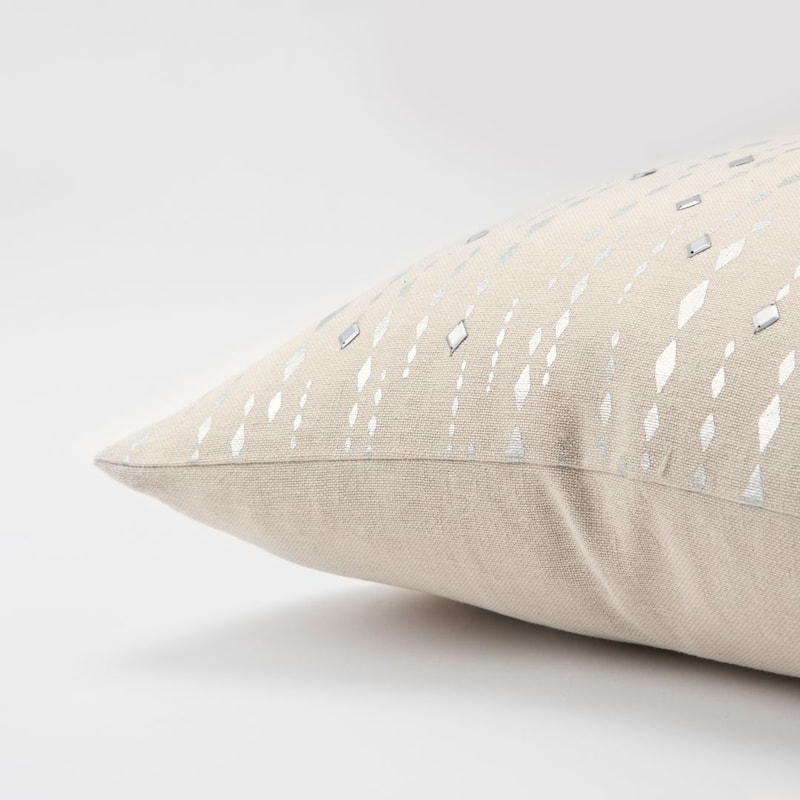Rizzy Home Ivory and Metallic Hand crafted Striped Throw Pillow