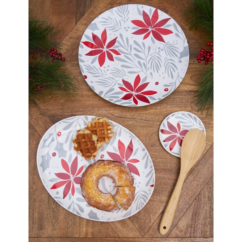 Poinsettia Christmas Oval Platter