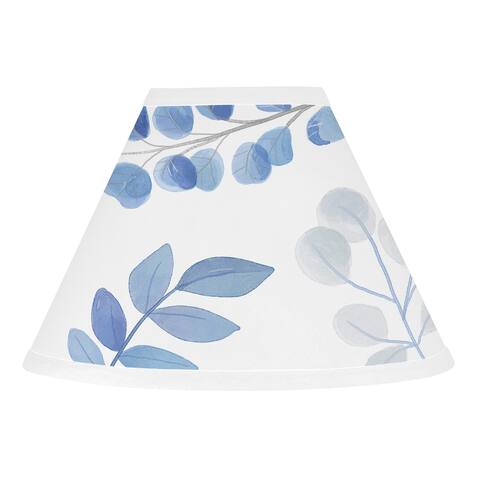 Floral Leaf Collection Lamp Shade - Blue Grey and White Boho Watercolor Botanical Flower Woodland Tropical Garden