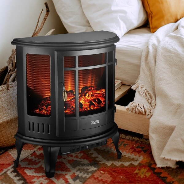 Ainfox Electric Heater Stove Heater Fireplace with Thermostat Adjustable Flame Brightness. Opens flyout.