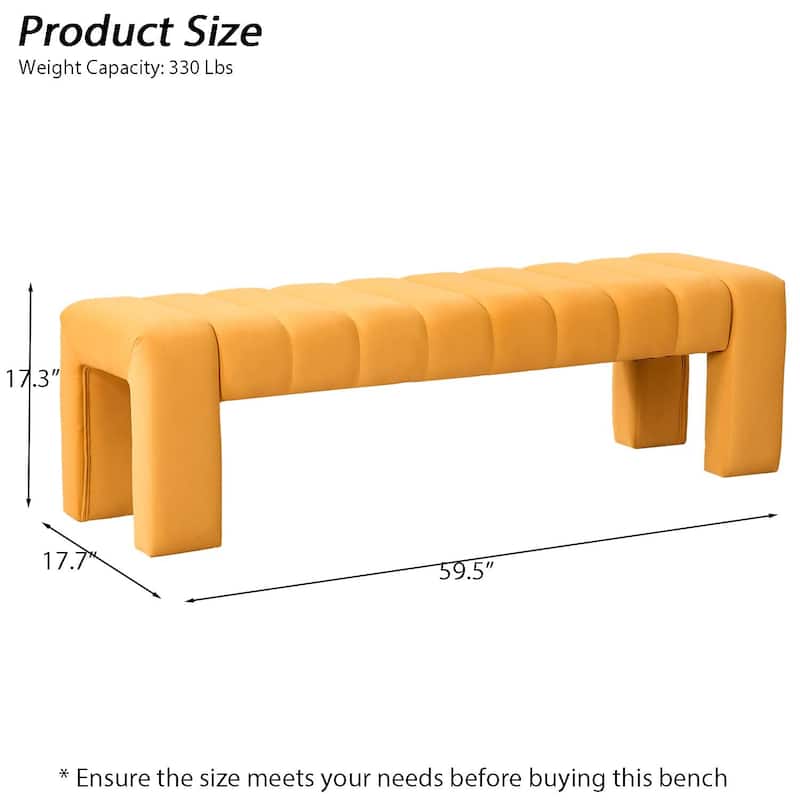 Upholstered Bedroom Bench Tufted Entryway Bench Modern End of Bed Bench Dining Bench with Gold/Black Metal Legs for Window