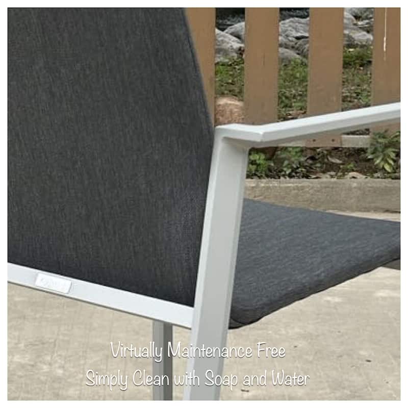 Vesuvio Light Grey 13-Piece Aluminum Outdoor Dining Set with Sling Set in Midnight Grey - N/A