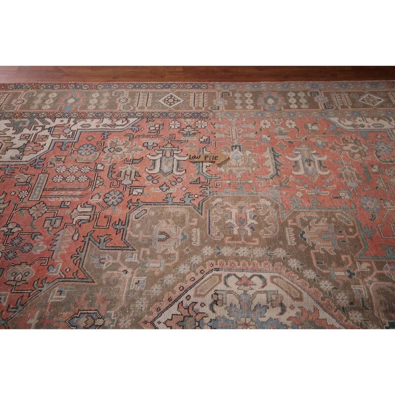 Geometric Pink Tabriz Persian Vintage Area Rug Handmade Wool Carpet - 9'6"x 12'6"