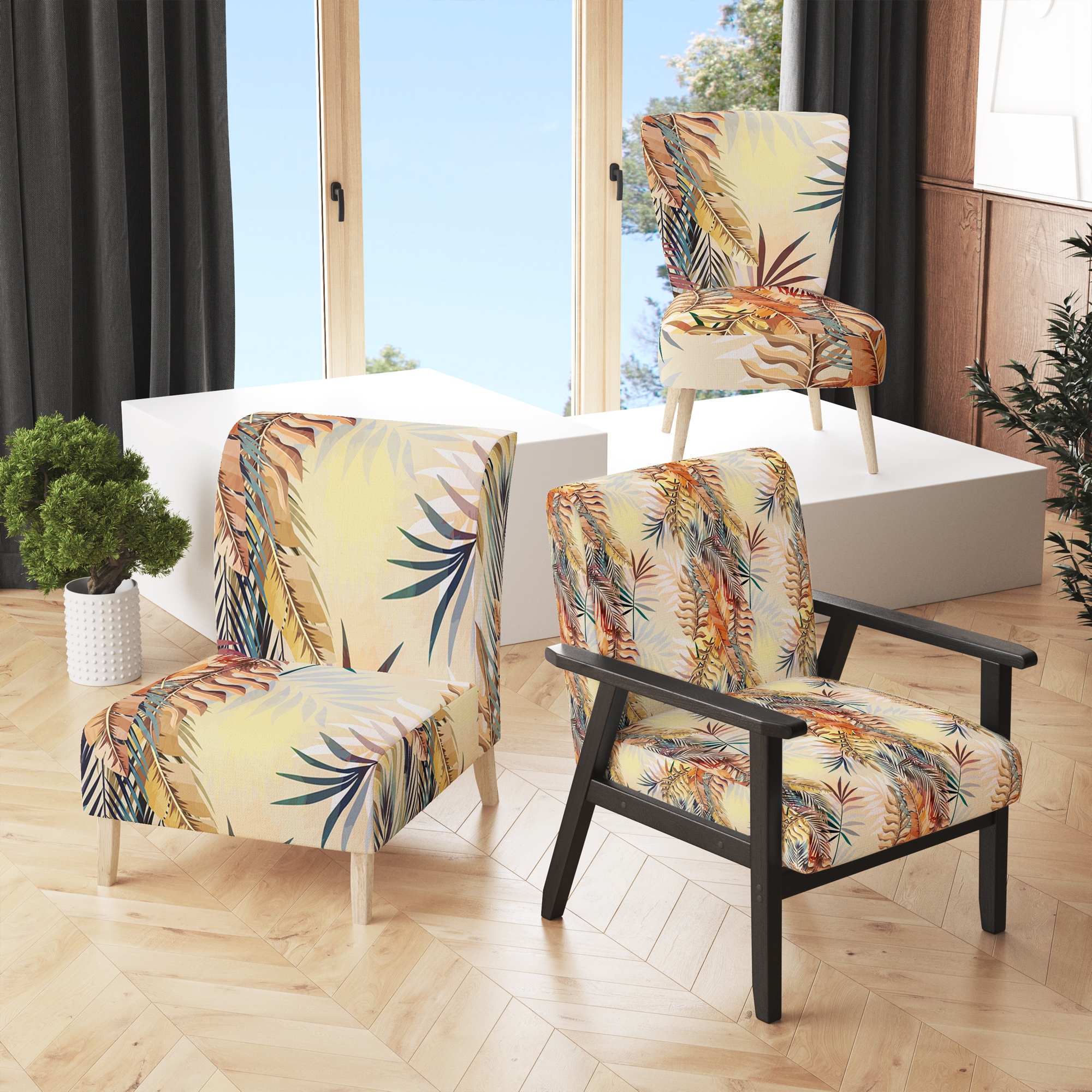 Tropical living room 2025 chairs