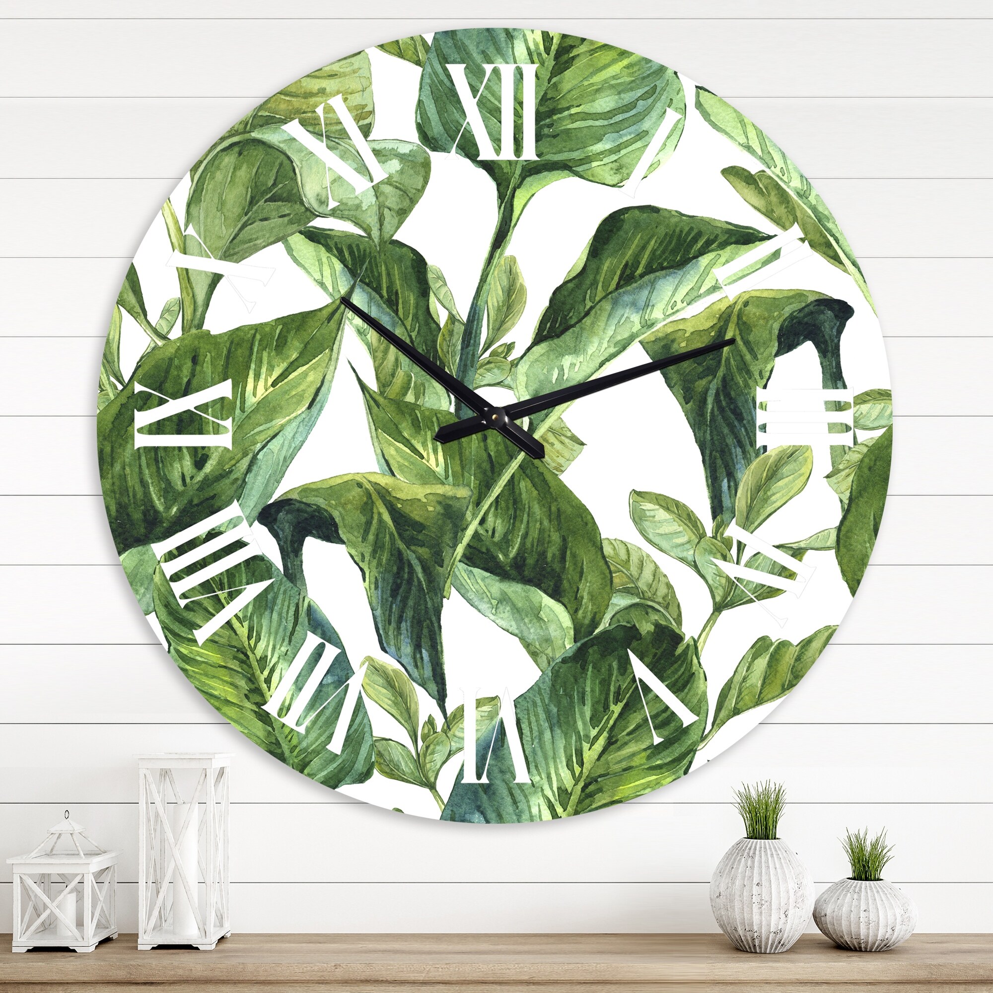 Designart 'Foliage Of Tropical Leaves' Tropical wall clock - Picture 16 of 20