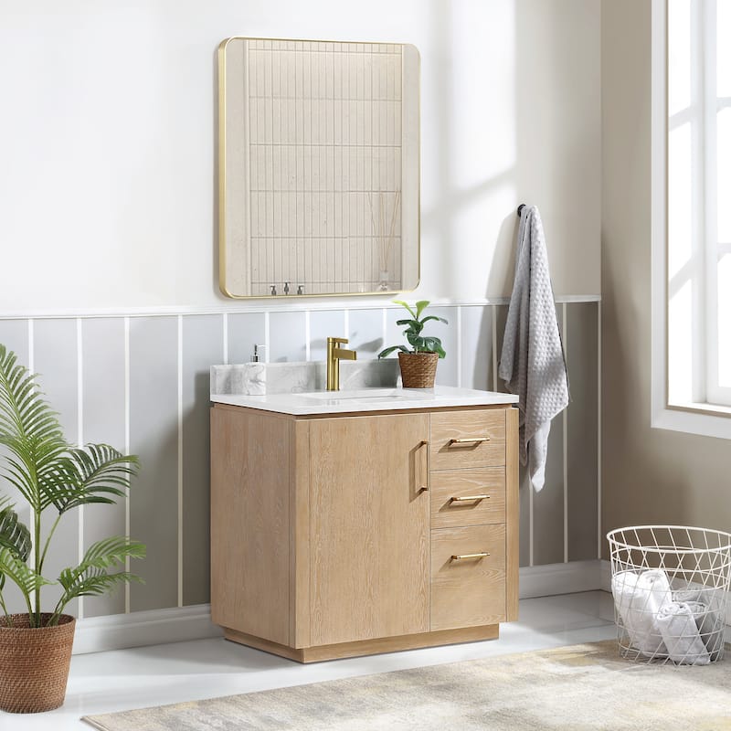 San Single Bath Vanity with Composite Stone Top without Mirror