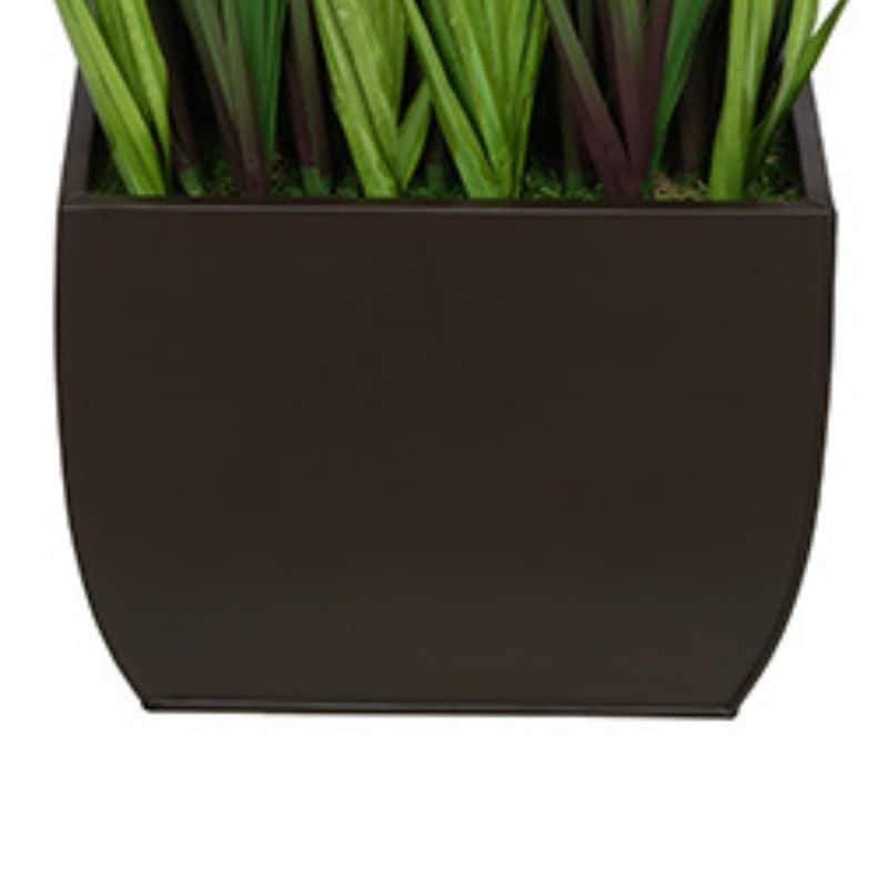 Faux PVC Grass in X-Large Rectangle Zinc Vase